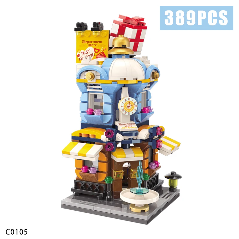 

3D Model Mini House City Building Blocks Toys Fashion Department Store Rainbow Blocks Compatible Bricks Constructor Toys For Kid
