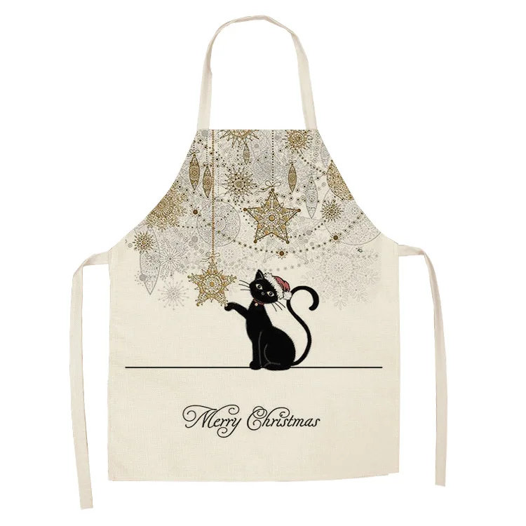 Кухонный Фартук для родителей и детей с рисунком черного кота, без рукавов, хлопковые льняные фартуки для детей, мужчин, женщин, инструменты для уборки дома - Цвет: type10