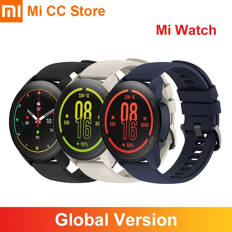 Global Version Xiaomi Mi Watch Blood Oxygen GPS Bluetooth 5.0 Fitness Tracker Heart Rate Monitor 5ATM Waterproof Mi Smart Watch