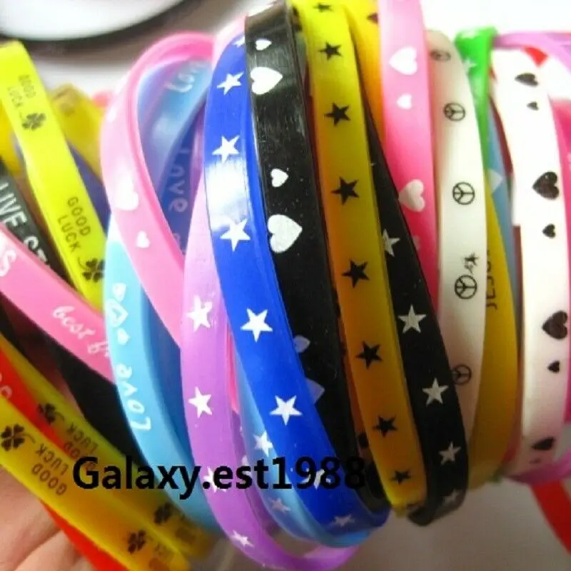 Mixmax 100 шт Звезда Сердце шаблон дети силиконовые браслеты вечерние подарки для мальчиков и девочек Прямая поставка