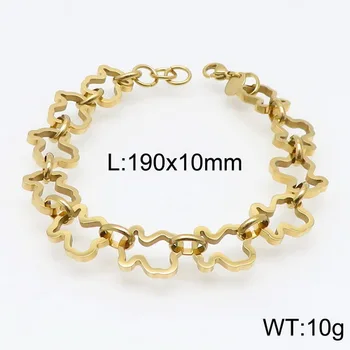 

Hollow bear stainless steel thick bracelet color simple bear bracelet multiple bear buckle bracelet