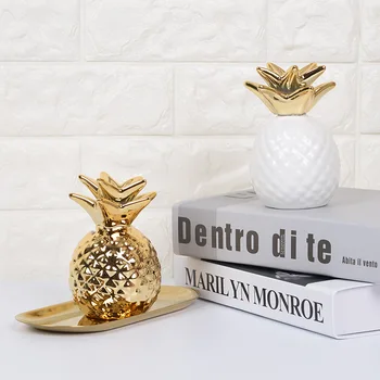 

Northern European-Style Gold-Tone Pineapple Decoration Ceramic Pineapple Coin Bank Bedroom Living Room Decorations INS Modern Mi