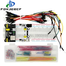 3.3v/5v mb102 placa de pão módulo alimentação + MB-102 830 pontos protótipo placa pão para arduino kit + 65 pçs/140pcs fios cabo jumper