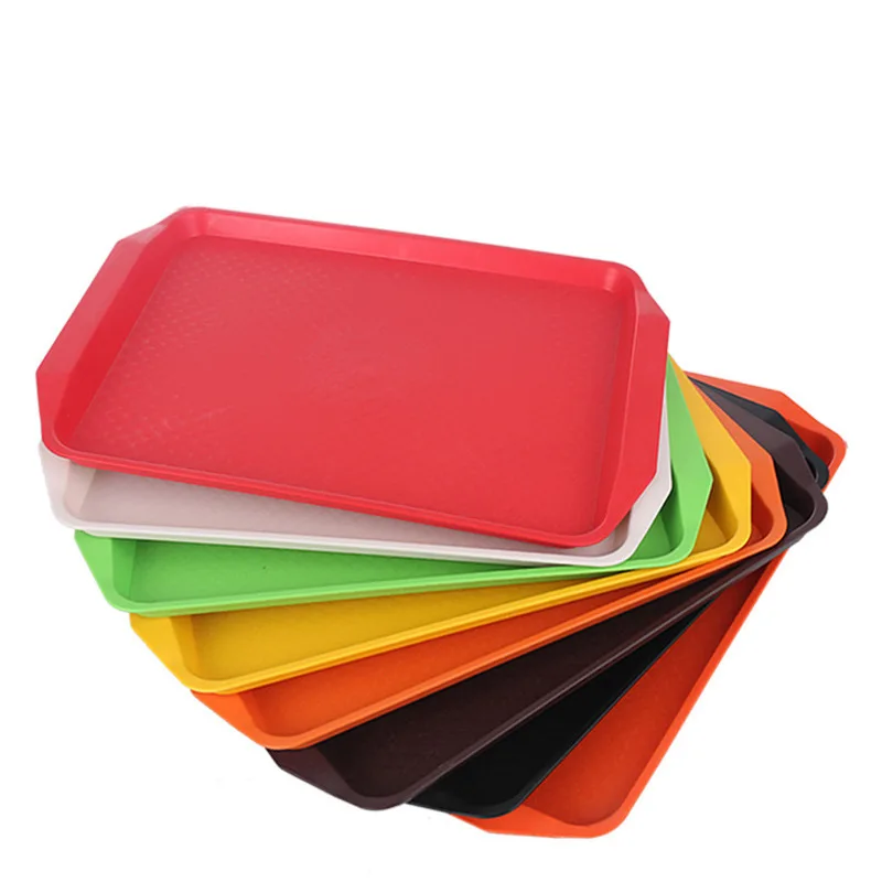 Квадратная форма сплошной цвет Китайский усиленный утолщенный PP пластиковый лоток быстрого питания кухонный обеденный лоток ресторан, обслуживающий поднос - Цвет: Красный
