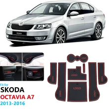 Anti-Slip Rubber Gate Slot Cup Mat For Skoda Octavia A7 2013 MK3 5E RS pre-Facelift Door Groove Mat Accessories