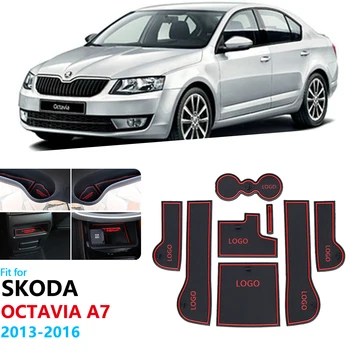 

Anti-Slip Rubber Gate Slot Cup Mat For Skoda Octavia A7 2013 2014 2015 2016 MK3 5E RS pre-Facelift Door Groove Mat Accessories