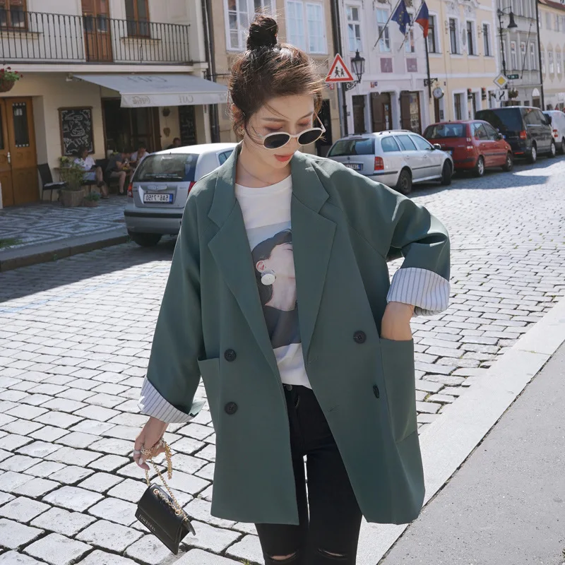 

Korean-style Suit Jacket Women's 2019 New Style BF Loose-Fit Laziness-Style Fashion Tops Retro Autumn Online Celebrity Suit