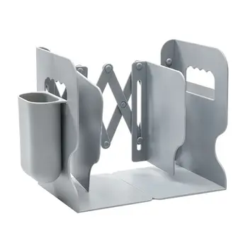 

2 IN 1 Adjustable Book Holder Bookends with Pen Holder Students Desk Magazine File Holder Organizer Office Stand Rack Save space