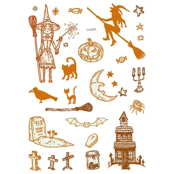 

1 Sheet Halloween Luminous Temporary Tattoo Tombstone Fake Witch Glowing Waterproof Temporary Tattoo Stickers