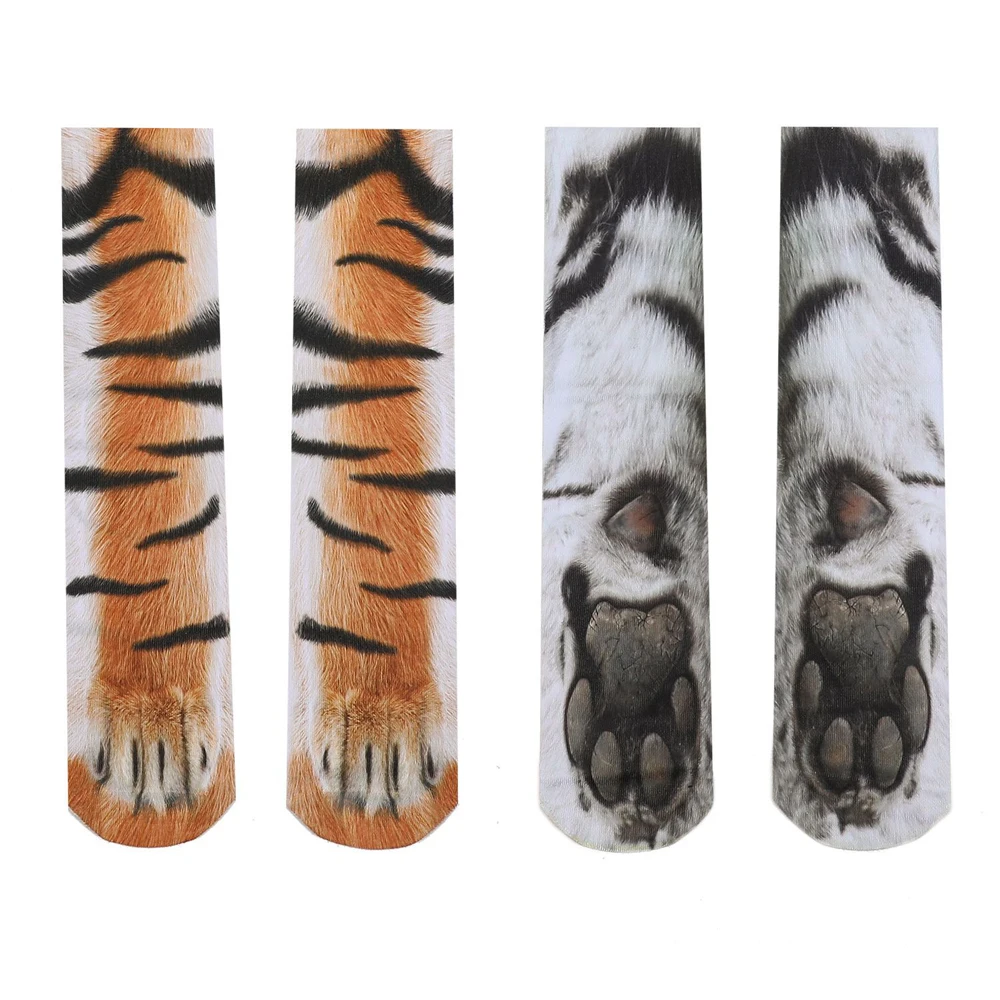 Unisex Adult Child 3D Print Animal Paw Socks Creative Funny Cat Dog Dinosaur Tiger Paw Socks for Boys Girls Casual