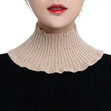 

Women False Collar Warm-keeping Detachable Wool Elastic False Collar Knitted Ruffle Fabric Good Woven Neck Guard for Women