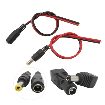 

10 Pairs DC Power Pigtail Cable 12V 5A Male & Female Jack + 10 Pairs 2.1mm x 5.5 mm DC Power Male Plug Jack Adapter Connector