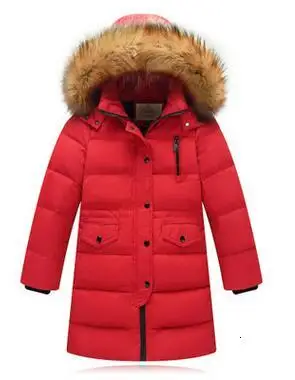 Детская зимняя куртка из гусиного пера; зимняя парка для девочек и мальчиков; пальто; детская одежда на утином пуху; Верхняя одежда; Детский пуховик - Цвет: Red