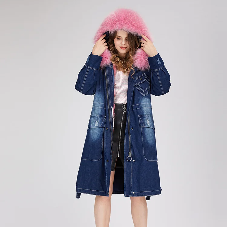 Yiwu New Arrival Removed Raccoon Fur Collar Fox Fur Liner Parka Overcoat Coat For Autumn And Winter Great Fur Coat