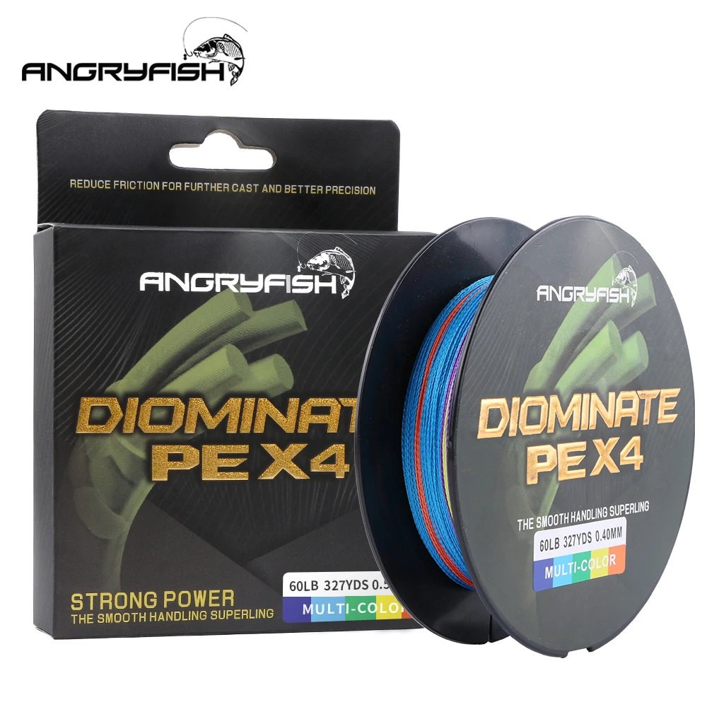 Angryfish 4 Strands Multifilament Fishing Line 327Yds/300MBraided Fishing Line PE Saltwater/Freshwater 15 20 25 30 40 50 60 80LB 3