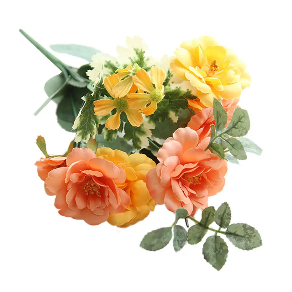 Шелковые искусственные цветы букет Искусственные цветы гибридные розы камелии DIY вечерние украшения свадебные праздничные принадлежности, домашний декор