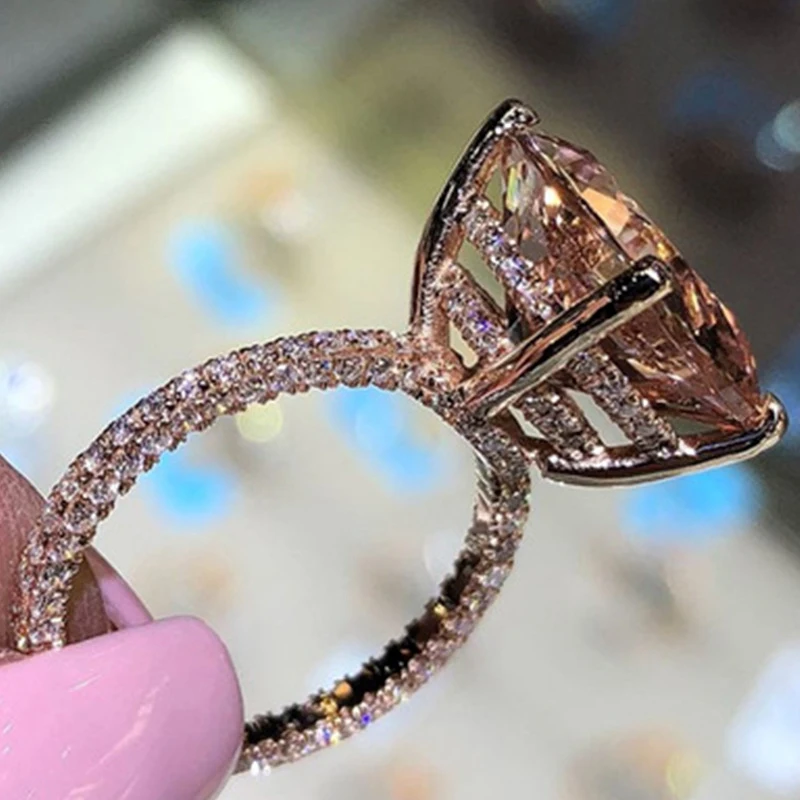 CUTEECO горячая Распродажа медные кольца для женщин модные кольца принцессы с кубическим цирконием обручальное кольцо бижутерия ювелирные изделия - Цвет основного камня: AJ1207