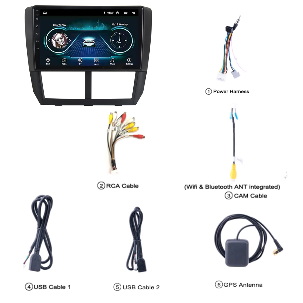 Автомобильный радиоприемник для Subaru Forester 2008-2012 gps навигация мультимедийный плеер HD полный сенсорный экран Android 8,1 9 дюймов Поддержка wifi FM USB Carplay рулевое колесо управление камера заднего вида