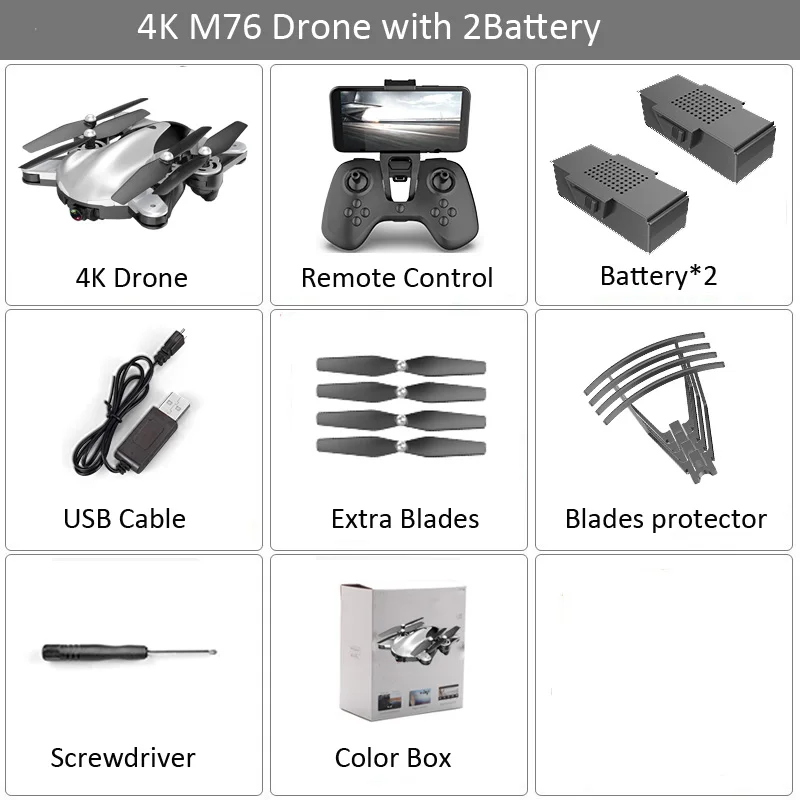 LAUMOX M76 складной Профессиональный радиоуправляемый Дрон с 4K 1080P HD камерой WiFi FPV оптический поток дроны RC Квадрокоптер VS SG106 Xs816 - Цвет: M76 4K 2B BX