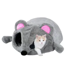 Новая Серая кровать в форме мыши для маленьких кошек, собак, пещерная кровать, съемная подушка, водонепроницаемая Нижняя кровать для кошек