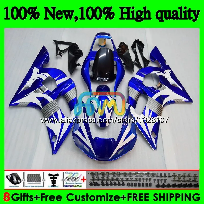 Средства ухода за кожей для YAMAHA YZF R6 R 6 600 YZF600 YZFR6 сине-белые 98 99 00 01 02 50BS. 26 YZF-600 YZF-R6 1998 1999 2000 2001 2002 обтекатель