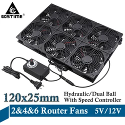Refroidisseur de radiateur universel, 120mm, 4 ventilateurs et 6 ventilateurs, boîtier TV, routeur, 12CM, bricolage, vitesse réglable, Base pour ordinateur portable, grand flux d'air 
