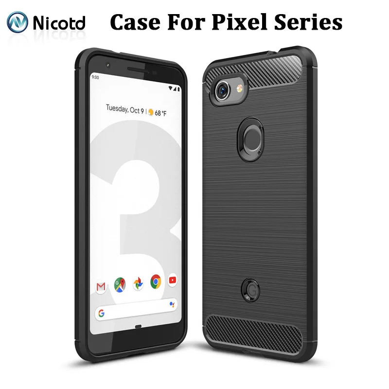 

For Google Pixel 4 3 3a 2 case Luxury Slim Armor Soft Silicone Back Cover for Pixel 6 5a 4XL 3a XL 2 XL Brushed Carbon Fiber