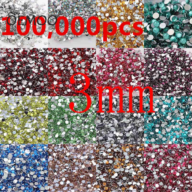 Круглые стразы из смолы с плоской задней поверхностью 3 мм 100000 шт. розовый желтый