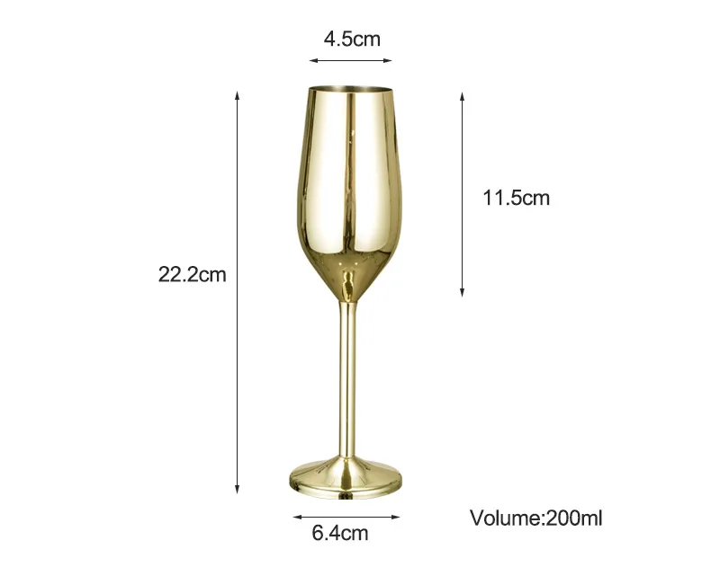 200 мл бокал для шампанского из нержавеющей стали, устойчивый к падениям, свадебный бокал для вина, домашний бокал для сладкого вина
