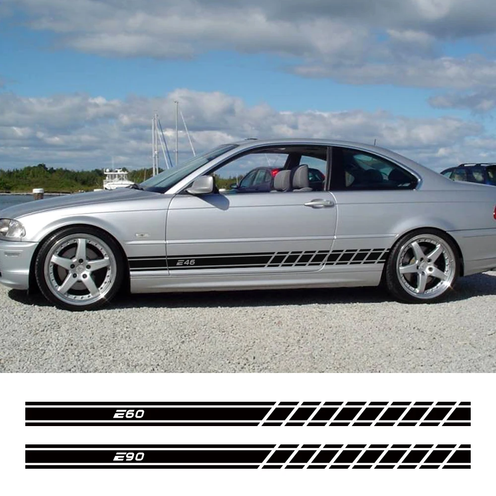

2PCS Car Styling Door Side Skirt Stripes Stickers Auto Vinyl Trim Decals For BMW E46 3 Series E30 E34 E36 E39 E60 E70 E87 E90 E91 E92 Captivating Sport Auto Decor Decals Accessories