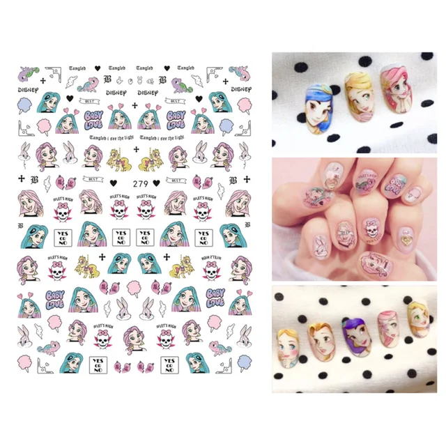 1PCS Disney Cartoon Anime Collection Star Design Nail Sticker Mickey Mouse Donald Duck Lion King Mermaid Stitch Nail Slider WG279