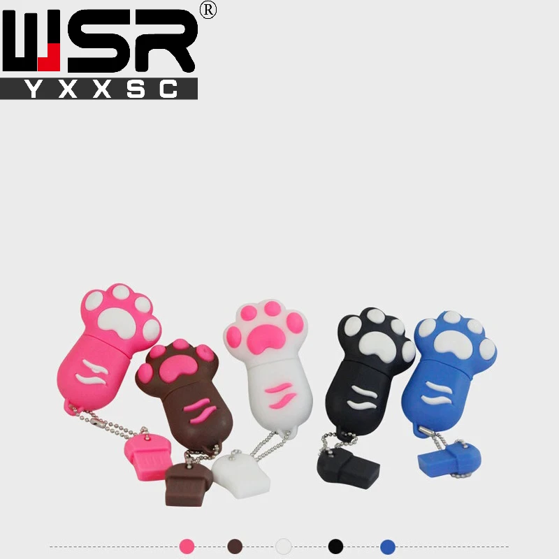 Cartoon Cat Paw usb2 0 pen drive 32gb 64gb 128gb black red pink blue white usb 2