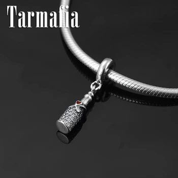 

Charming 925 Sterling Silver wine bottle shape Clear Zircon Charm Pendants Beads Fit Original Pandora Bracelet Jewelry making