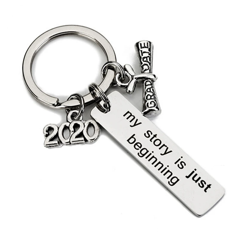 

2019 Fashion Keyring Gifts Car Keychain Metal Key Rings Women Men my story is just beginning Friend DIY Key Chain Jewelry