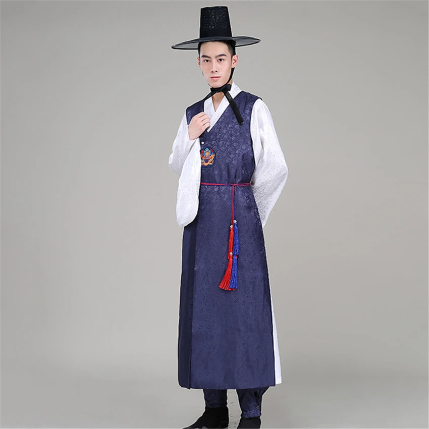 Korean Hanbok Orthodox Traditional Korean Style Wedding Costume Satin Male Ethnic Clothing for Men Dance Costume Cosplay Kimono