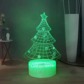 

Christmas tree 3D Night Lamp Cartoon Xmas LED Night Light USB Touch Colorful Bedroom Bedside Lamp Holiday Atmosphere Light