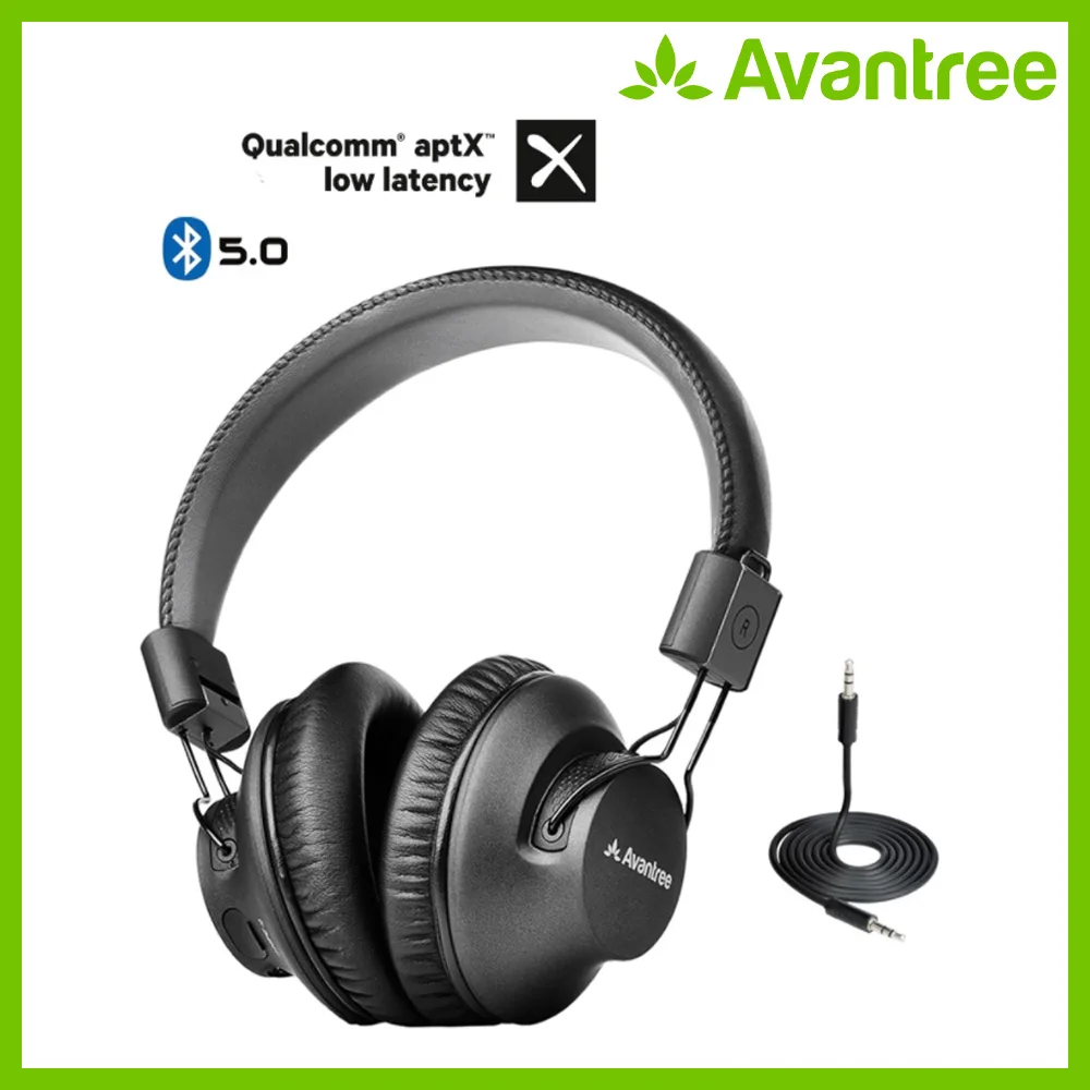 Avantree Bluetooth 5,0 накладные складные наушники, Hi-Fi стерео Беспроводная гарнитура с микрофоном, APTX низкая задержка для ТВ ПК компьютера