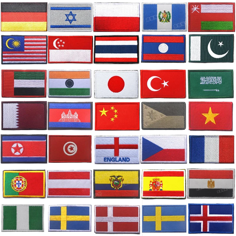 Национальная вышивка полосатая нашивка Китай Россия Турция Франция ЕС Малайзия Египет Испания Флаг Тактическая Военная армия аппликация полоса