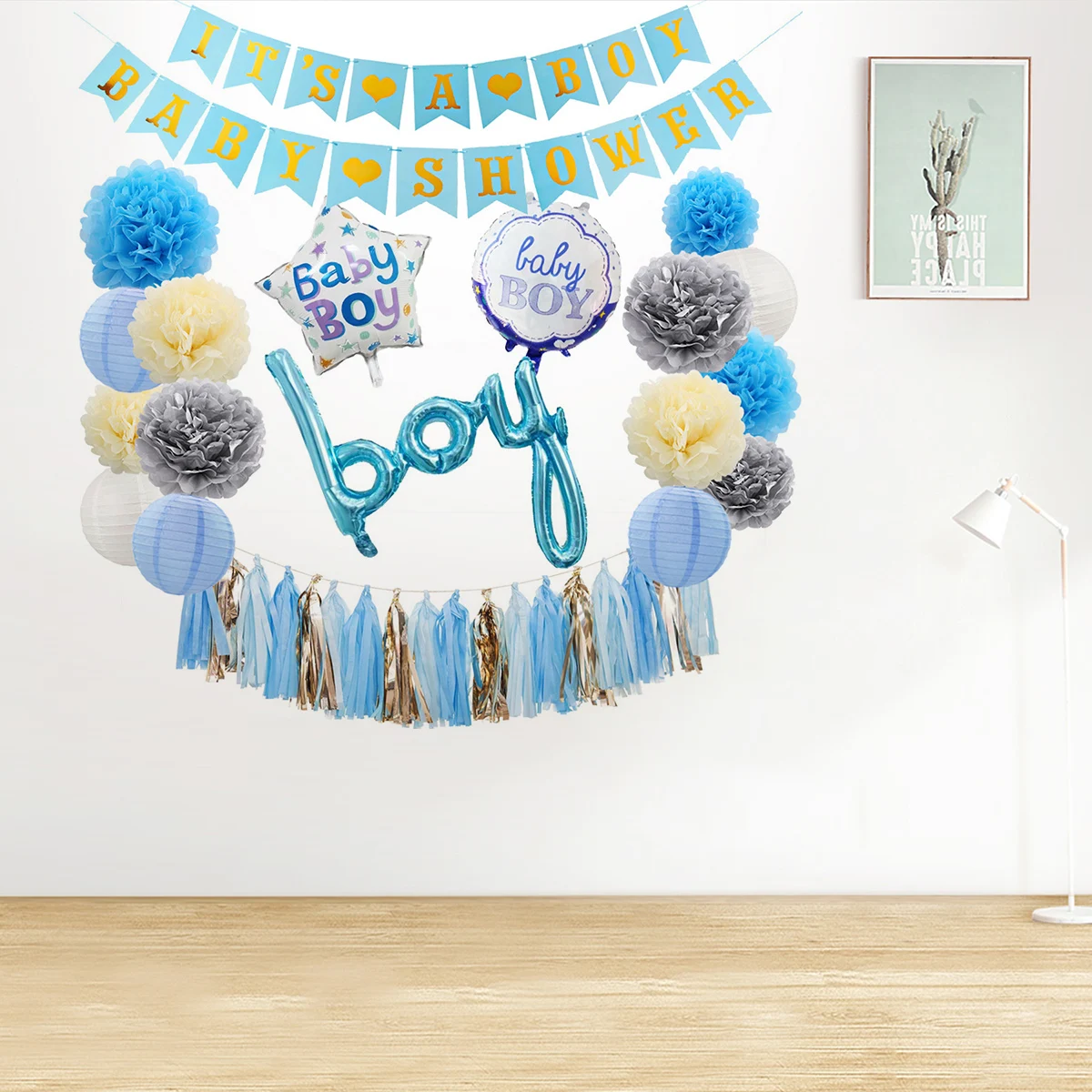 Украшение душевой кабины для малышей 19 шт. Pom Poms 10 дюймов Бумажные шары помпоны для маленьких мальчиков и девочек вечерние украшения