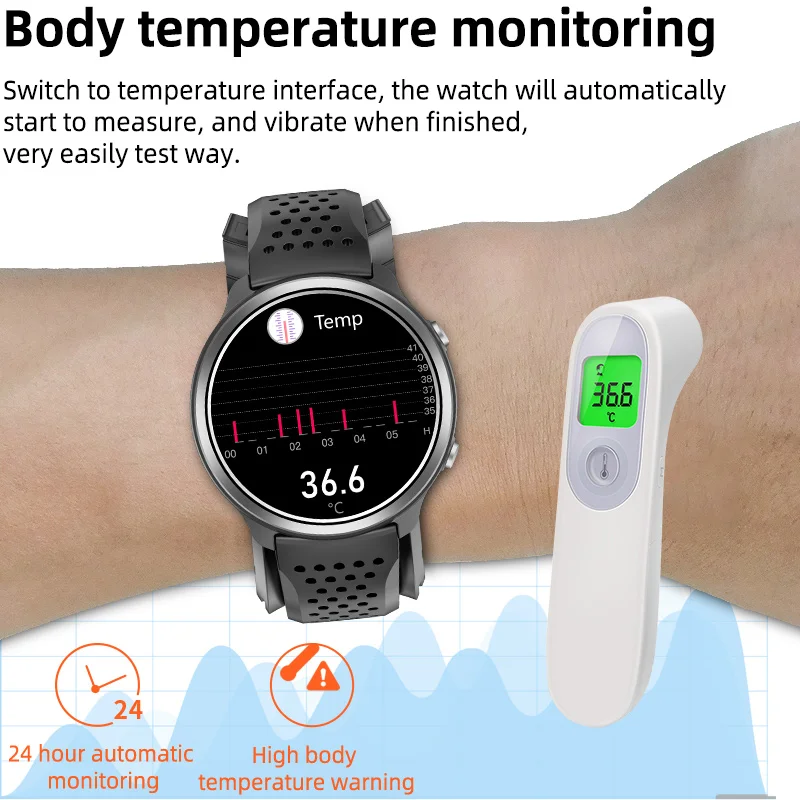 

Ture Accurate Air Pump Blood Pressure Smart Watch Men Airbag Pressurization Women Body Temperature Fitness Tracker P30