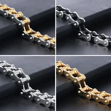 Для мужчин байкер велосипед панк браслеты мотоцикл нержавеющая сталь звено цепи браслет мужской трендовые ювелирные изделия серебро/золото/черный