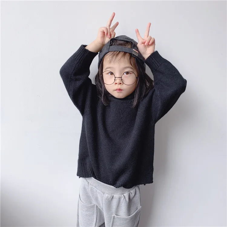 Family Look Korean Casual Solid Color Turtleneck Sweater Mother Daughter Matching Sweaters Autumn Warm Mommy and Me Pullover