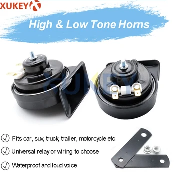 

410/510Hz For Car Motorcycle Truck Van Dual Pitch Universal Snail Horn With Relay Wiring Harness 12V 110-125db Loud Waterproof