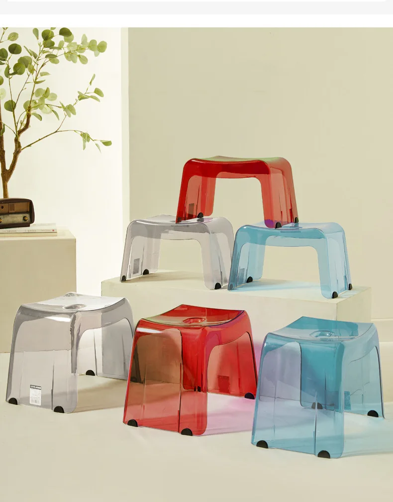 JOYLOVE Bathroom Bath Stool Non-Slip Transparent Shoe Change Stool Toilet Thickened Plastic Bench Acrylic Low Stool