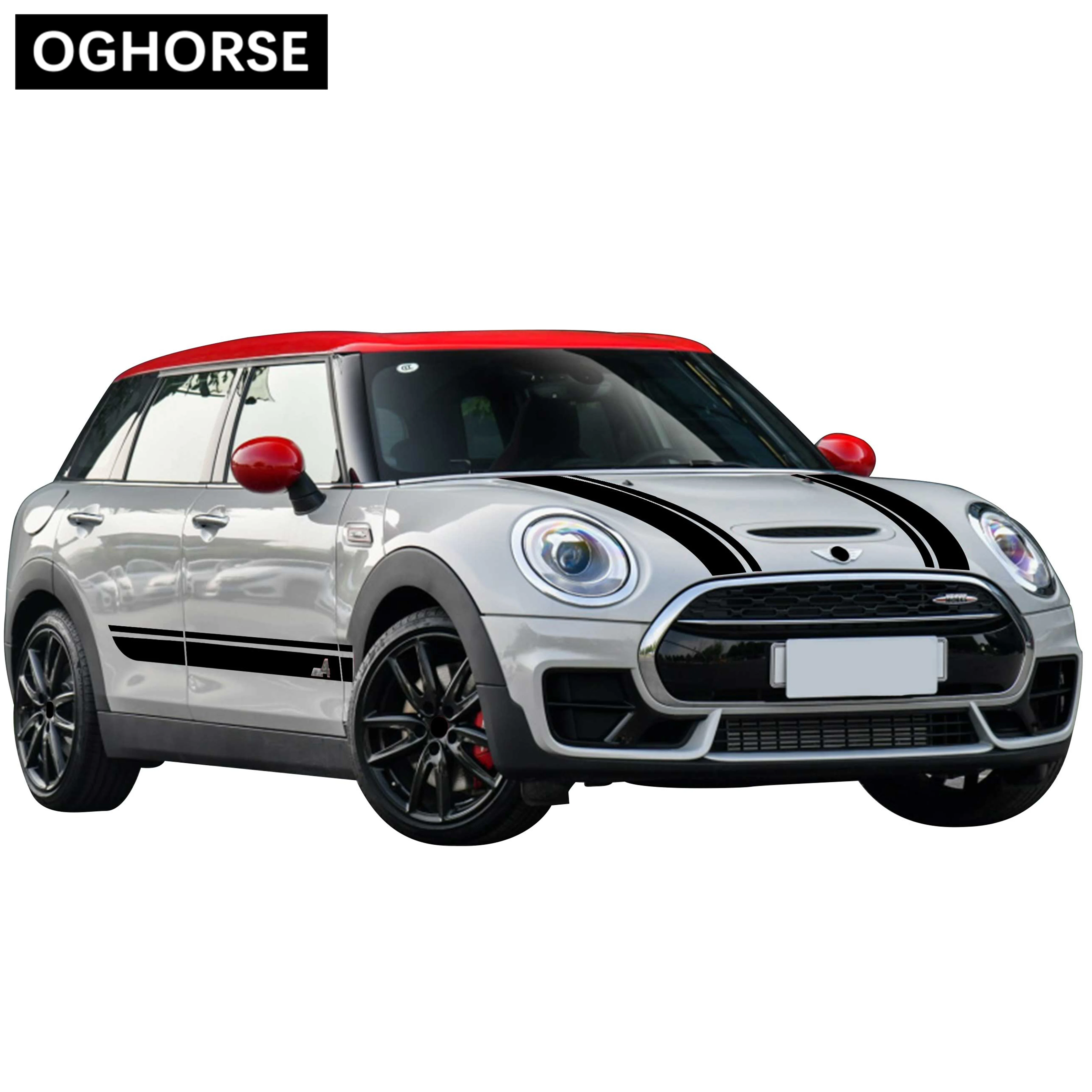 Car Hood Bonnet Racing Stripes Engine Cover Trunk Rear Side Stripes Sticker Body Kit Decal For MINI JCW Clubman F54 Accessories
