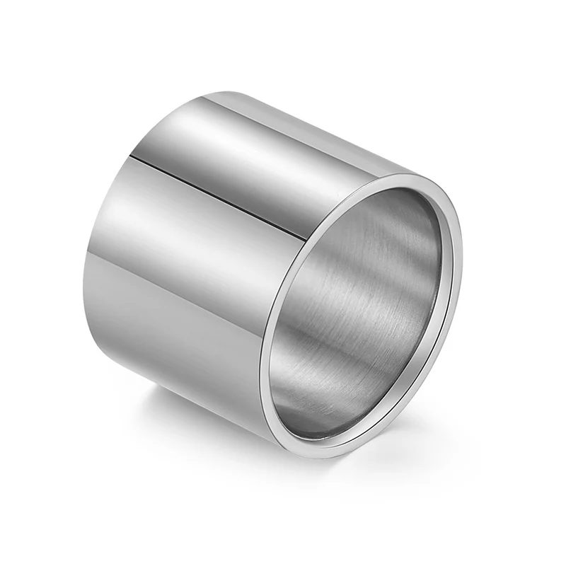 Silver Модное полированное длинное кольцо из нержавеющей стали для мужчин, розовое золото/серебро/черный/золотой цвет, большое кольцо - Цвет основного камня: Silver