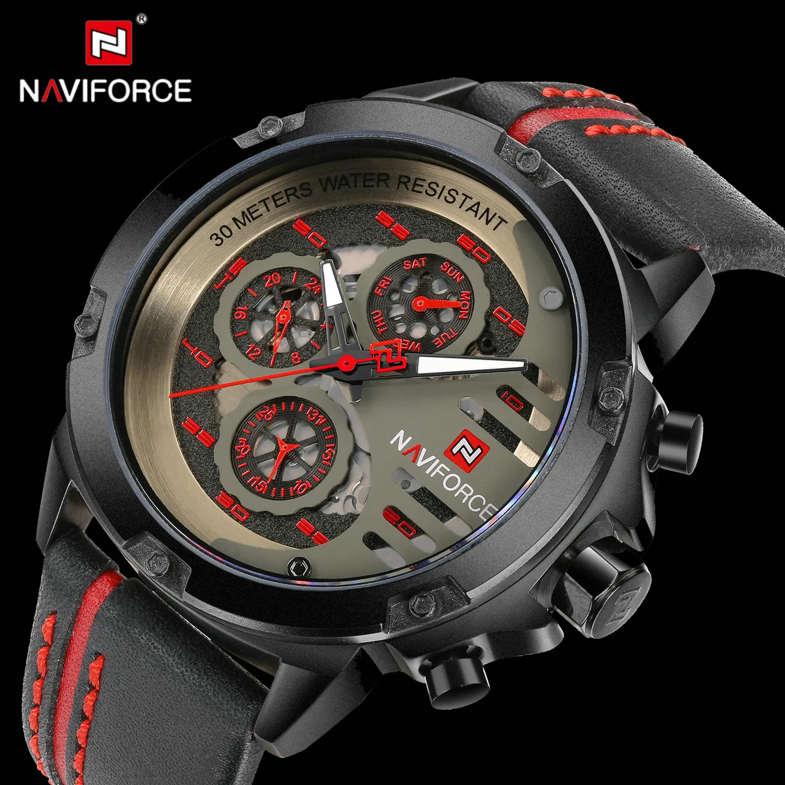 NAVIFORCE Скелетон кварцевые часы для мужчин календарь спортивные мужские Топ бренд