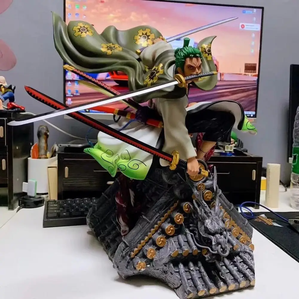 Экшн 50 см цельный аниме фигурка игрушка Зоро 3D ПВХ кимоно Модель комплект гаража