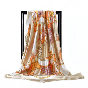 

2020 Luxury Brand Classic Generous 90cm Silk Scarf Female Soft chiffon hijab women scarves winter ponchos and capes shawl