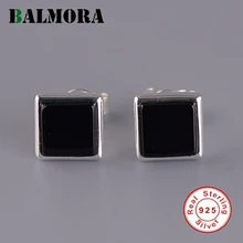 BALMORA, 925 пробы, серебряные серьги-гвоздики для женщин, подарок для девушек, капельные черные классические модные серьги, ювелирные изделия, Brincos